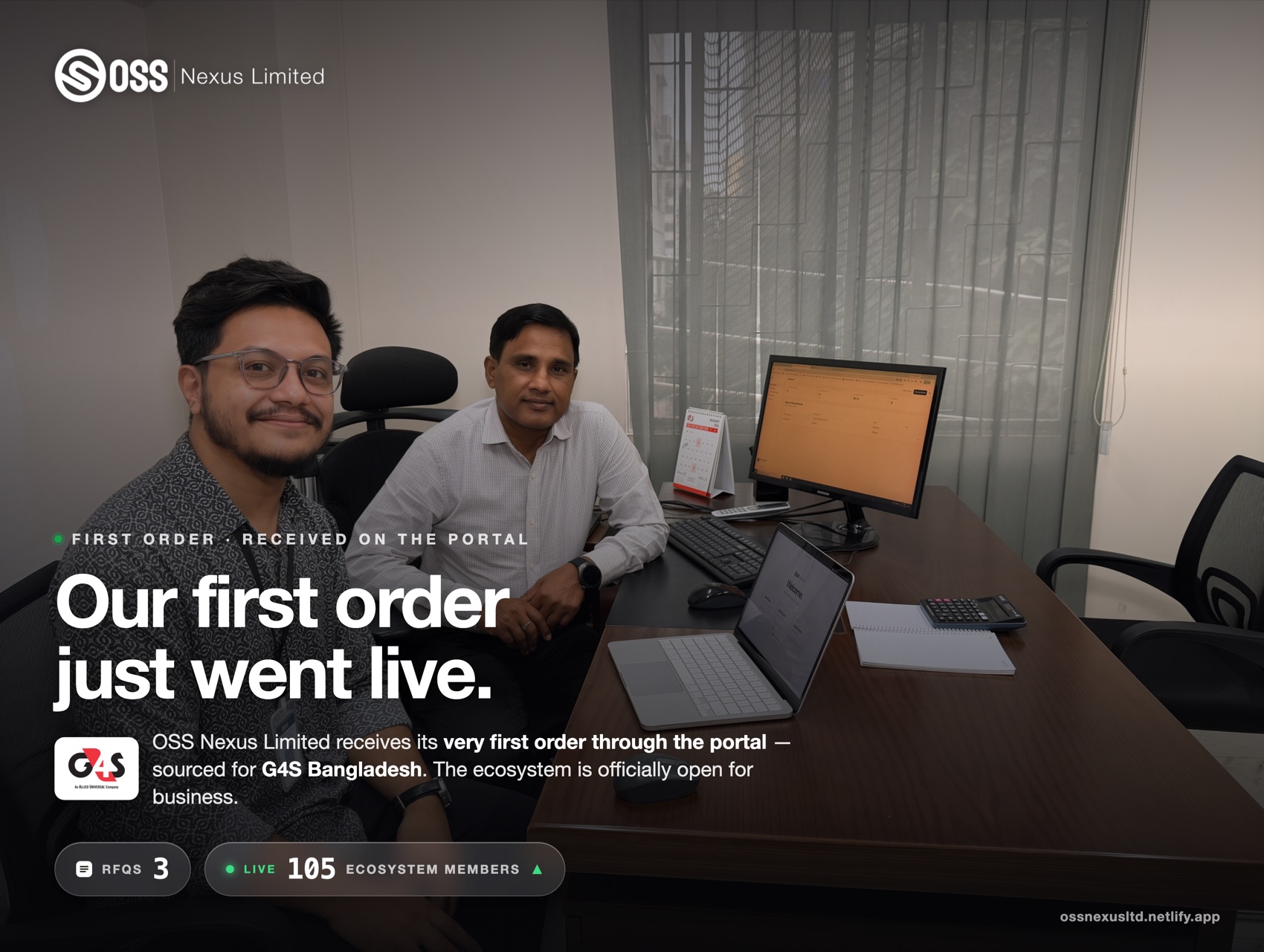 First order received on the portal, G4S Bangladesh